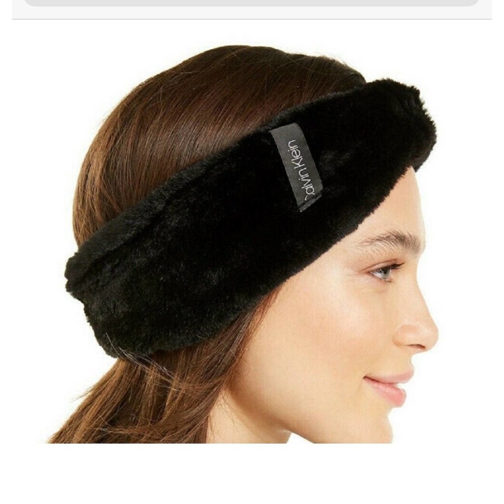 Calvin klein black faux fur headband